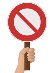 Hand raising a prohibition sign