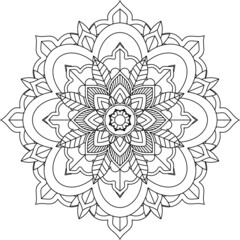 Easy Mandala coloring book simple and basic for beginners, seniors and children. Set of Mehndi flower pattern for Henna drawing and tattoo. Decoration in ethnic oriental, Indian style.