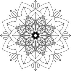 Easy Mandala coloring book simple and basic for beginners, seniors and children. Set of Mehndi flower pattern for Henna drawing and tattoo. Decoration in ethnic oriental, Indian style.