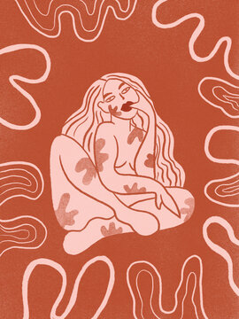 Burnt Orange terracotta nude woman