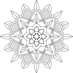 Easy Mandala coloring book simple and basic for beginners, seniors and children. Set of Mehndi flower pattern for Henna drawing and tattoo. Decoration in ethnic oriental, Indian style.