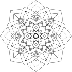 Fototapeta premium Easy Mandala coloring book simple and basic for beginners, seniors and children. Set of Mehndi flower pattern for Henna drawing and tattoo. Decoration in ethnic oriental, Indian style.