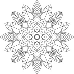 Easy Mandala coloring book simple and basic for beginners, seniors and children. Set of Mehndi flower pattern for Henna drawing and tattoo. Decoration in ethnic oriental, Indian style.