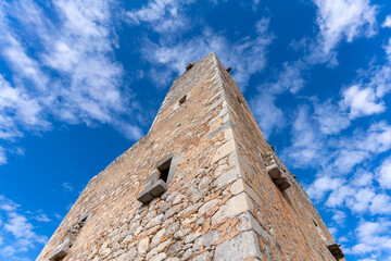 The charming and remote historical town of Aeropoli on the Mani Peninsula, Southern Peloponnese,...