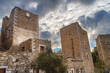 The charming hilltop village of Vatheia (also Vathia) on the Mani Peninsula, south-eastern Laconia, Peloponnese, Greece