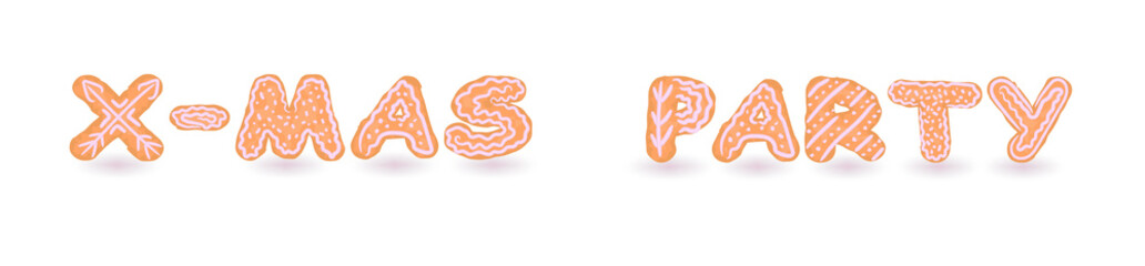 christmas inscription x-mas party ginger cookies with icing.new year banner