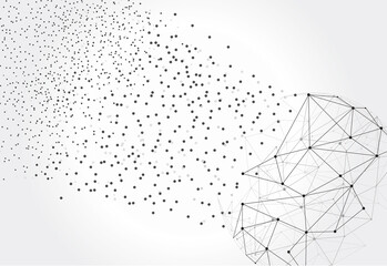 Blockchain technology network isolated on gray background. World globe blockchain technology background connect dots and lines. Abstract ai concept. Connect network technology, ai vector background