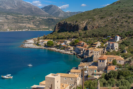 Breathtaking landscapes along the coast of the Mani Peninsula, Peloponnese, Greece.