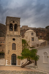 Monemvasia, a fascinating medieval fortified village on a small island of the southern coast of the...