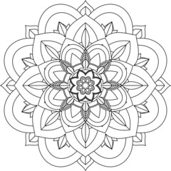 Easy Mandala coloring book simple and basic for beginners, seniors and children. Set of Mehndi flower pattern for Henna drawing and tattoo. Decoration in ethnic oriental, Indian style.