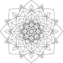 Easy Mandala coloring book simple and basic for beginners, seniors and children. Set of Mehndi flower pattern for Henna drawing and tattoo. Decoration in ethnic oriental, Indian style.