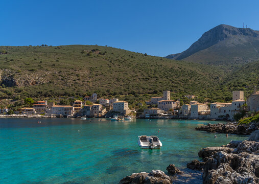 Breathtaking landscapes along the coast of the Mani Peninsula, Peloponnese, Greece.