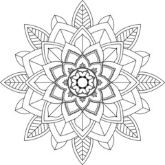 Easy Mandala coloring book simple and basic for beginners, seniors and children. Set of Mehndi flower pattern for Henna drawing and tattoo. Decoration in ethnic oriental, Indian style.