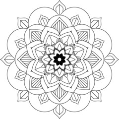 Easy Mandala coloring book simple and basic for beginners, seniors and children. Set of Mehndi flower pattern for Henna drawing and tattoo. Decoration in ethnic oriental, Indian style.