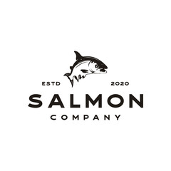 salmon fish seafood Silhouette logo design