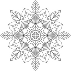 Easy Mandala coloring book simple and basic for beginners, seniors and children. Set of Mehndi flower pattern for Henna drawing and tattoo. Decoration in ethnic oriental, Indian style.