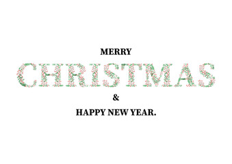Merry Christmas and Happy New Year Card design with art text design