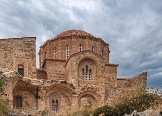 Fototapeta premium Monemvasia, a fascinating medieval fortified village on a small island of the southern coast of the Peloponnese , Greece.