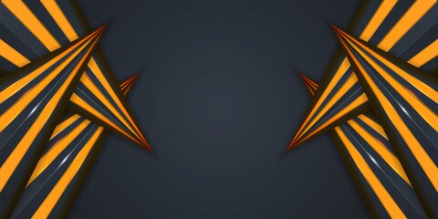 Vector illustration concepts of design abstract 3d background with yellow paper layers