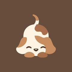 Cute happy brown and beige puppy dog cartoon icon sign symbol. Simple flat vector illustration design.
