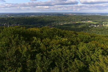 View from observation tower located at the top of the Wiezyca hill, Poland. 