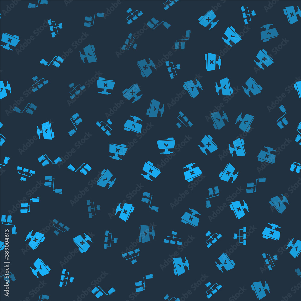 Poster set folder tree, ftp cancel operation, successful and on seamless pattern. vector.