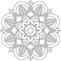 Easy Mandala coloring book simple and basic for beginners, seniors and children. Set of Mehndi flower pattern for Henna drawing and tattoo. Decoration in ethnic oriental, Indian style.