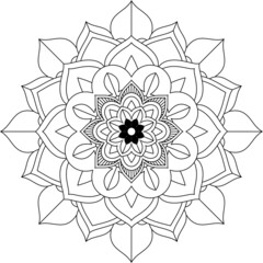 Easy Mandala coloring book simple and basic for beginners, seniors and children. Set of Mehndi flower pattern for Henna drawing and tattoo. Decoration in ethnic oriental, Indian style.