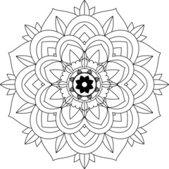 Easy Mandala coloring book simple and basic for beginners, seniors and children. Set of Mehndi flower pattern for Henna drawing and tattoo. Decoration in ethnic oriental, Indian style.