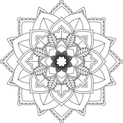 Easy Mandala coloring book simple and basic for beginners, seniors and children. Set of Mehndi flower pattern for Henna drawing and tattoo. Decoration in ethnic oriental, Indian style.