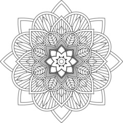 Easy Mandala coloring book simple and basic for beginners, seniors and children. Set of Mehndi flower pattern for Henna drawing and tattoo. Decoration in ethnic oriental, Indian style.