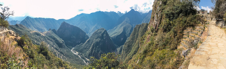 Panoramic view of the Inca Trail to Machu Pichu