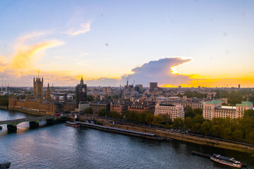 Fototapeta na wymiar view of london at sunset from london eye