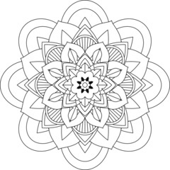 Easy Mandala coloring book simple and basic for beginners, seniors and children. Set of Mehndi flower pattern for Henna drawing and tattoo. Decoration in ethnic oriental, Indian style.