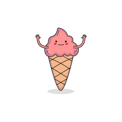 Cute Ice Cream Cartoon Character