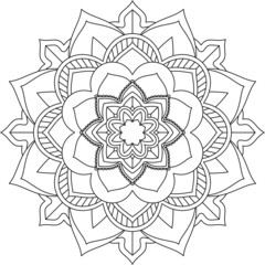 Easy Mandala coloring book simple and basic for beginners, seniors and children. Set of Mehndi flower pattern for Henna drawing and tattoo. Decoration in ethnic oriental, Indian style.