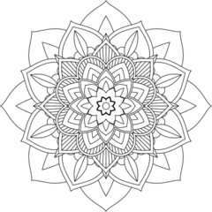 Easy Mandala coloring book simple and basic for beginners, seniors and children. Set of Mehndi flower pattern for Henna drawing and tattoo. Decoration in ethnic oriental, Indian style.