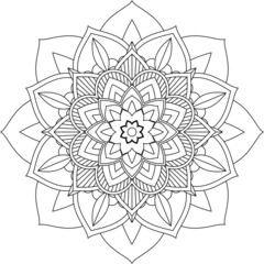 Easy Mandala coloring book simple and basic for beginners, seniors and children. Set of Mehndi flower pattern for Henna drawing and tattoo. Decoration in ethnic oriental, Indian style.