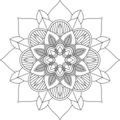 Easy Mandala coloring book simple and basic for beginners, seniors and children. Set of Mehndi flower pattern for Henna drawing and tattoo. Decoration in ethnic oriental, Indian style.