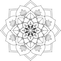 Easy Mandala coloring book simple and basic for beginners, seniors and children. Set of Mehndi flower pattern for Henna drawing and tattoo. Decoration in ethnic oriental, Indian style.