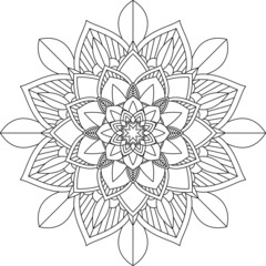 Easy Mandala coloring book simple and basic for beginners, seniors and children. Set of Mehndi flower pattern for Henna drawing and tattoo. Decoration in ethnic oriental, Indian style.