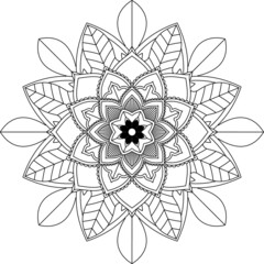 Easy Mandala coloring book simple and basic for beginners, seniors and children. Set of Mehndi flower pattern for Henna drawing and tattoo. Decoration in ethnic oriental, Indian style.