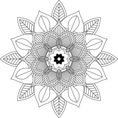 Easy Mandala coloring book simple and basic for beginners, seniors and children. Set of Mehndi flower pattern for Henna drawing and tattoo. Decoration in ethnic oriental, Indian style.