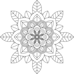 Easy Mandala coloring book simple and basic for beginners, seniors and children. Set of Mehndi flower pattern for Henna drawing and tattoo. Decoration in ethnic oriental, Indian style.