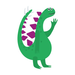 Funny dinosaur in cartoon style isolated on a white background. Bright cute animal characters for kids. Vector illustration