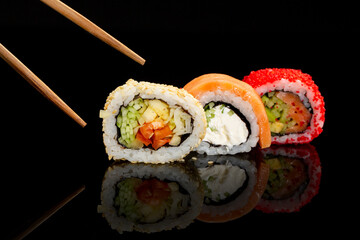 Different types of sushi roll 