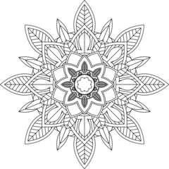 Easy Mandala coloring book simple and basic for beginners, seniors and children. Set of Mehndi flower pattern for Henna drawing and tattoo. Decoration in ethnic oriental, Indian style.