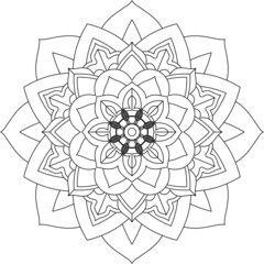 Easy Mandala coloring book simple and basic for beginners, seniors and children. Set of Mehndi flower pattern for Henna drawing and tattoo. Decoration in ethnic oriental, Indian style.