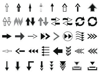 Collection of geometric arrows and other symbols. For design, advertising banner, presentations. 10 eps design.