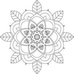 Easy Mandala coloring book simple and basic for beginners, seniors and children. Set of Mehndi flower pattern for Henna drawing and tattoo. Decoration in ethnic oriental, Indian style.